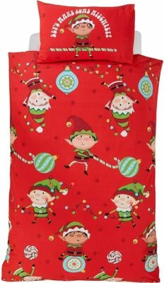 Juego de ropa de cama funda nórdica edredón con caramelos y luces Naughty Elves de Navidad Foto 1 de 3