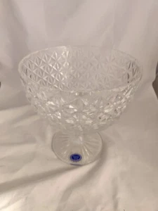 Large Mayflower Lead Crystal Fruit Bowl Footed Perfect 8" With Original Sticker - Picture 1 of 15