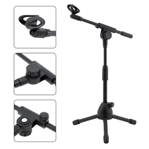 Floor Microphone Stand 180° Rotating Mic Clip Swing Arm Foldable Tripod Holder - Picture 1 of 12