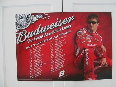 KASEY KAHNE 2009 BUDWEISER NASCAR SPRINT CUP SERIES SCHEDULE POSTER NEW - Image 1 of 4