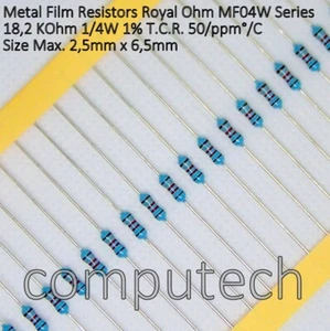 20 pezzi 18,2 KOhm 1/4W 1% Resistenze Film Metallico Royal Ohm 18 KOhm 0,25W - Imagen 1 de 1