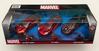 Marvel Ironman Chevy Camaro Spiderman Ford GT Black Panther Lykan Diecast *New* - Image 1 of 4