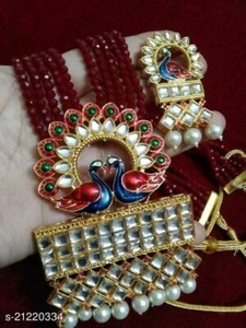 Indian Gold Plated White Kundan Stone Rani Haar Necklace Bollywood Fashion Set - Picture 1 of 3