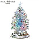 Bradford Exchange Thomas Kinkade Silver Christmas Tree Lights Music Motion 17"
