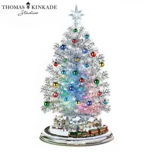 Bradford Exchange Thomas Kinkade Silver Christmas Tree Lights Music Motion 17" - Picture 1 of 6