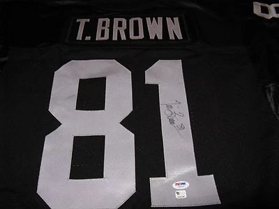 Tim Brown Oakland Raiders Signed Jersey PSA BLK - Image 1 of 2