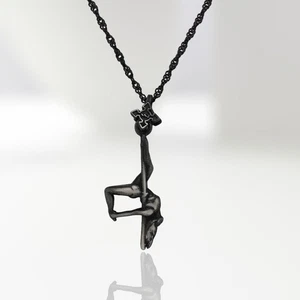 Pole Dance Pendant – Vintage Style 925 Silver Artistic Sports Jewelry Necklace - Picture 1 of 13
