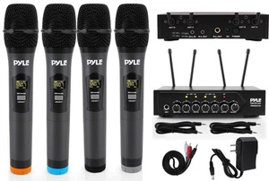 4 Channel Wireless Microphone System Bluetooth Handheld PA Karaoke Microphones - Picture 1 of 7