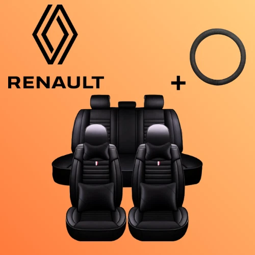 For All Renault Seat Cover Black 5 Seat Custom Fit Leather Cushion Luxury - Image 1 of 4