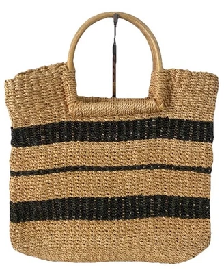 Bolso de Mano Vintage Yute Paja Mercado Mediano Boho Hecho a Mano Foto 1 de 4