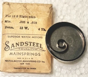 VINTAGE POCKET WATCH MAIN SPRING MAINSPRING ELGIN SIZE 12 12S S12 NOS 2389 - Picture 1 of 1