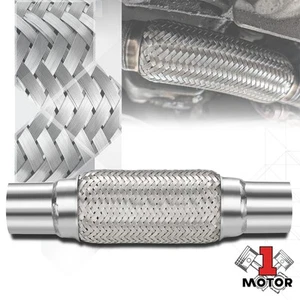 Universal 12" Double Braid Stainless Steel Flex 2.25" 16-Gauge Exhaust Flex Pipe - Imagen 1 de 7