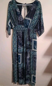 Sciarpa morbida fluida abito trasparente 14 floreale paisley blu verde maxi Enfocus Studio - Foto 1 di 14