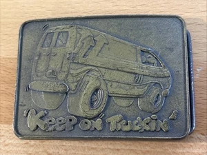 1970s Brass Belt Buckle Van Keep on Truckin - Picture 1 of 7