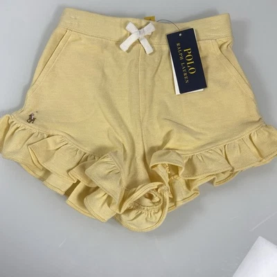 Polo Ralph Lauren Niña Talla 6 Volantes Algodón Malla Pantalones Cortos Amarillo Mantequilla NUEVO Foto 1 de 4