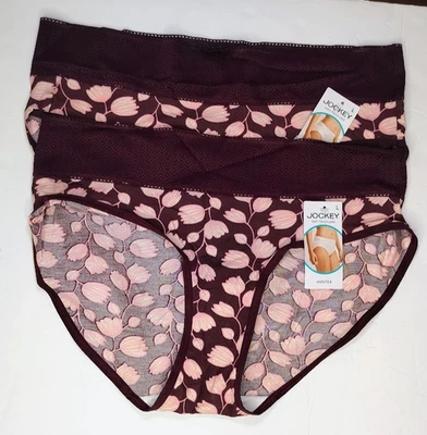 Jockey Soft Touch Lace Modal Stretch Hipster Panty 3466 Floral L Set of 2 NWT - Image 1 of 2