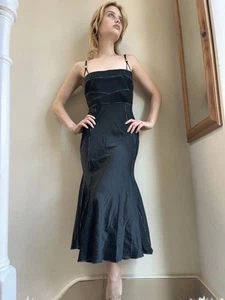 Vintage Just Cavalli Black Silk Slip Dress With Beaded Straps - Picture 1 of 13