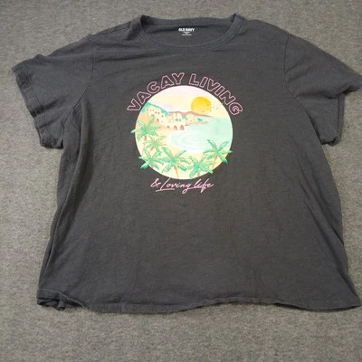 Old Navy EveryWear Graphic Black T-Shirt Tee Vacay Living & Loving Life Mens XXL - Image 1 of 4