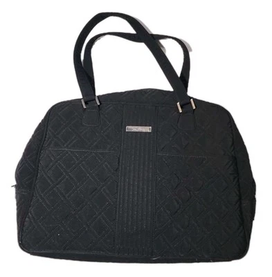 Vera Bradley Laptop Work Tote Bag Quilted Black Lined Large Zipper Pockets EUC  - Image 1 of 4