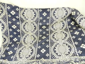 Cotton Blend Medium Weight Fabric Polish Folk Art Navy/White 2 1/2 Yds x 52" T56 - Picture 1 of 6