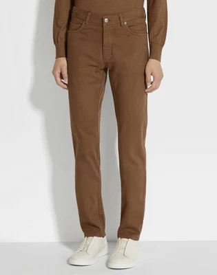 ZEGNA ‘Roccia’ Stretch Cotton Dyed City 5-Pocket Jean Pants Vicuna 33 $790+ NEW - Image 1 of 4