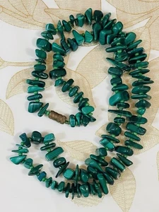 VTG Southwest Style Malachite Nugget Gemstone Strand Necklace 19”-20” - Picture 1 of 6