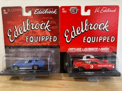 2 M2 Machines 1/64 Edelbrock Cars - 66 Corvette 427 & 57 Chrysler 300C - NIP - Image 1 of 4