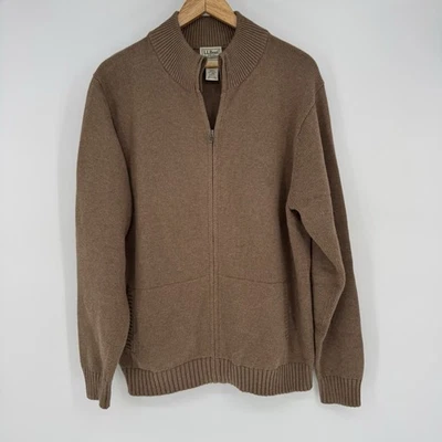 L.L. Cárdigan suéter grande de algodón beige tostado manga larga Bean talla completa Bean para hombre Foto 1 de 4