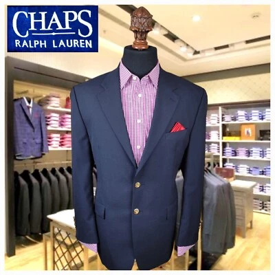 Chaps Ralph Lauren шерсти Blazer синий мужской золотой кнопка размер 44R спортивный костюм пальто - Изображение 1 из 4