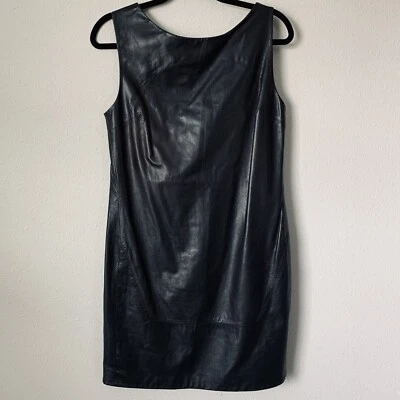 Vestido de cóctel Helmut Lang de cuero negro nórdico espalda abierta talla 10 B-CC Foto 1 de 4