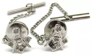 Anson Freimaurer Freimaurer Schmuck Sterlingsilber Krawattennadeln klare Steine 2 Stück - Bild 1 von 3
