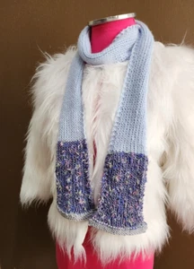 Lanshifei 2 " long White Faux Fur Childs Jacket with Baby Blue Scarf - Picture 1 of 14