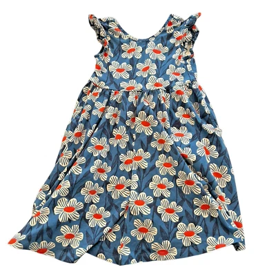 Vestido Hanna Andersson Girls Play 120 EUA 6-7 super macio skatista azul margarida - Imagem 1 de 4