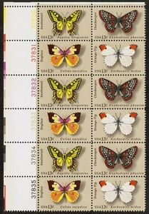 US USA Sc# 1715a MNH FVF PLATE# BLOCK Butterfly Dogface Swallowtail Checkerspot - Picture 1 of 1