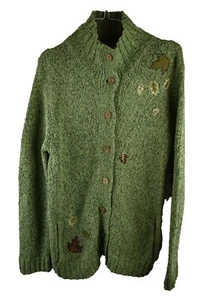 Tulchan Womans Button Up Silk Blend Cardigan Green Knitted Vintage Granny Size S - Picture 1 of 8