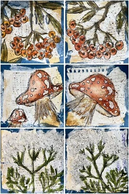 Conjunto de arte original acuarela botánica pintura planta arte de pared pintura de naturaleza Foto 1 de 4