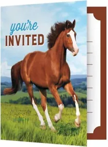 Horse and Pony Animal Western Theme Kids Birthday Party Invitations w/Envelopes - Picture 1 of 1