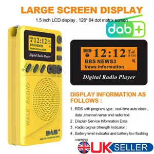 Portable Mini Digital DAB DAB+ FM Radio MP3 Player LCD Display Speaker Pocket UK - Picture 1 of 16