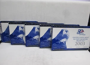 FIVE 2003 US MINT STATE QUARTER PROOF SETS - Picture 1 of 3