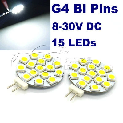 4x G4 led bulbs 15LEDs 8-30V DC replace 30W Halogen Bulbs for Crystal Chandelier - Image 1 of 4