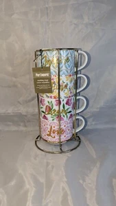 Pier 1 Sentiments Stacking Coffee/Tea Mugs w/Holder Shine Inspire Dream Love NWT - Picture 1 of 10