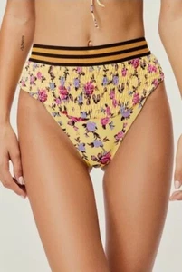 NWT For Love & Lemons Paulina Ruched Floral Bikini Bottoms Swim Suit High Waist - Picture 1 of 2