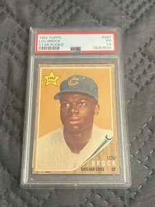 1962 Topps Lou Brock Star Rookie Card RC #387 PSA 1.5 Chicago Cubs HOF