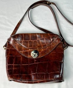 Vintage LINEA PELLE Faux Alligator Skin Cross Body Purse - Made in Italy - Picture 1 of 9