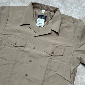 US Navy Khaki Tan Service Uniform Dress Shirt Flying Cross Authentic X-Large New - Picture 1 of 8