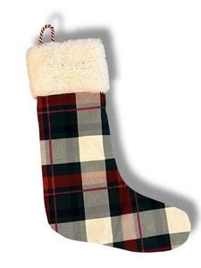 Medias de Navidad Keep Collective - Cuadros con ribete de piel sintética - Tachuelas doradas - Nuevas sin etiquetas - Imagen 1 de 7