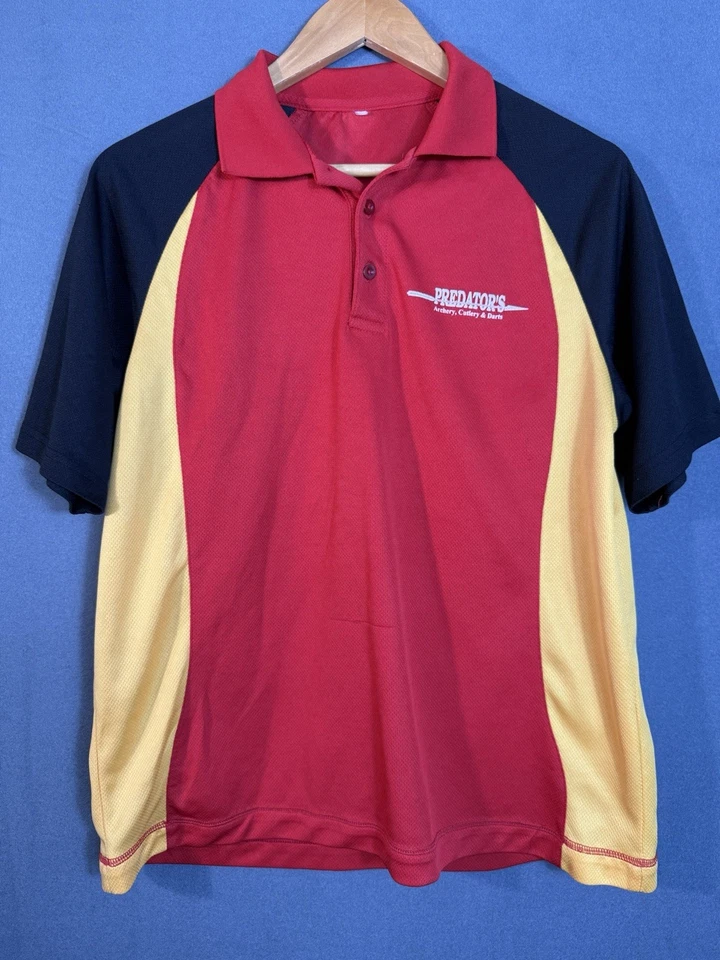 Predators Archery Polo Shirt Red Black Yellow Men’s Large - Image 1 of 4