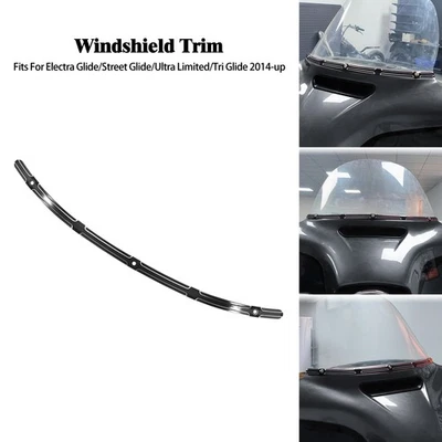 Black CNC Cut Fairing Windscreen Trim Fit For Harley Touring Street Glide 14-23 - image 1 of 4