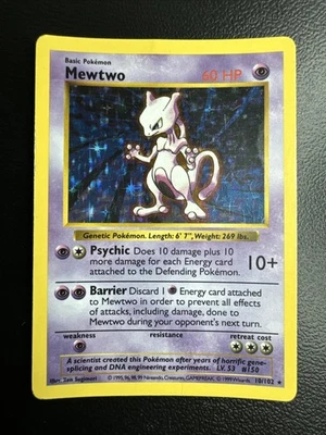 Pokemon TCG Mewtwo 10/102 Base Set Shadowless Holo Rare Card - Image 1 of 4