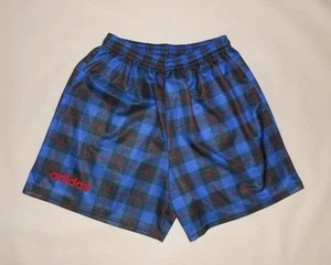 RETRO VINTAGE SHORTS ADIDAS (M/L) Tartan Shirt Jogging Running Made in UK - Picture 1 of 5